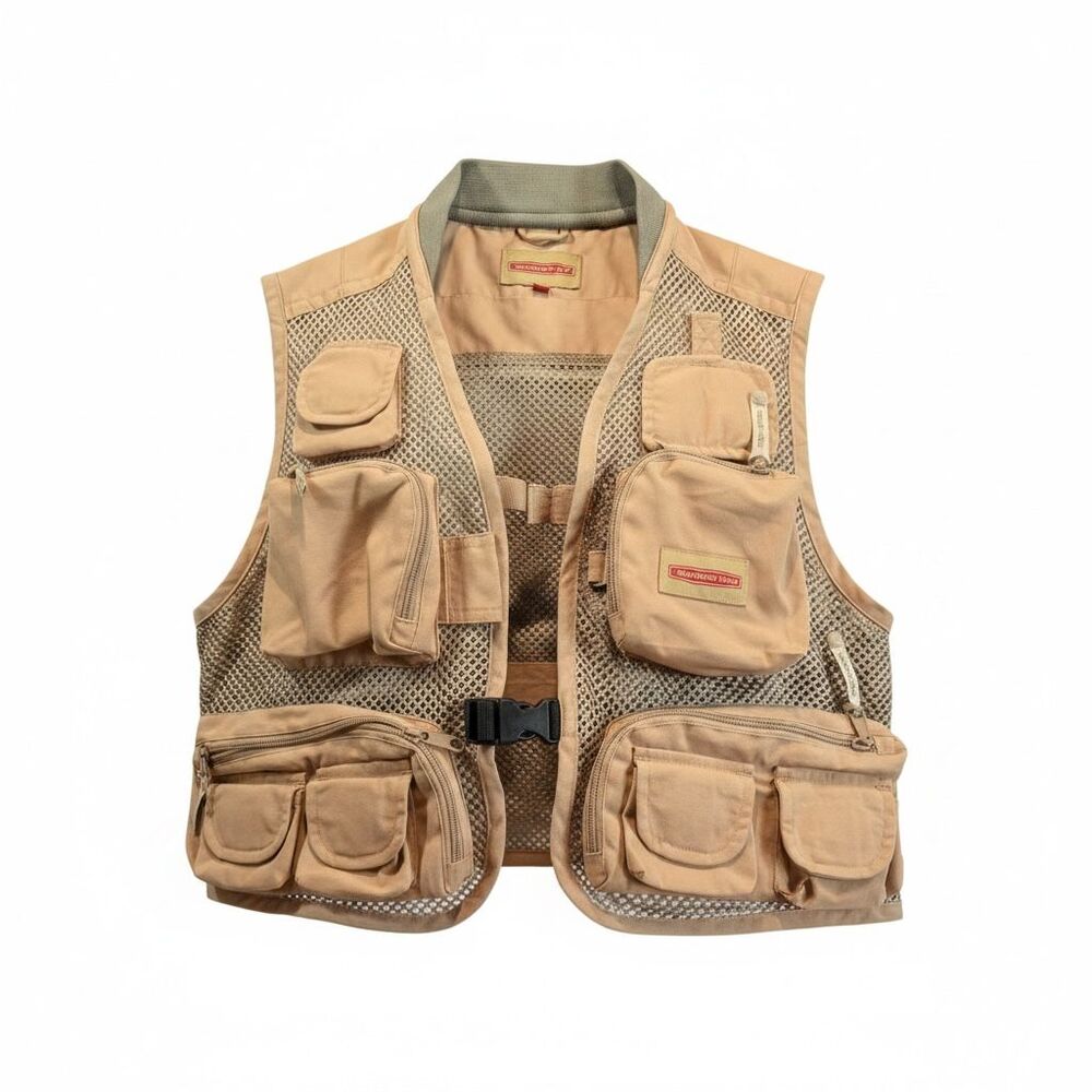 Redington Fly Fishing Vest Men's L/XL Beige/Tan Mesh Multi Pocket